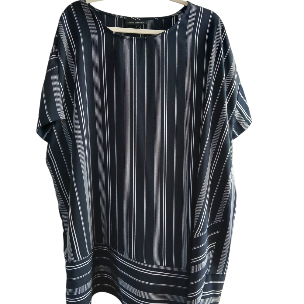 Lane Bryant Navy and White Asymmetrical Dress